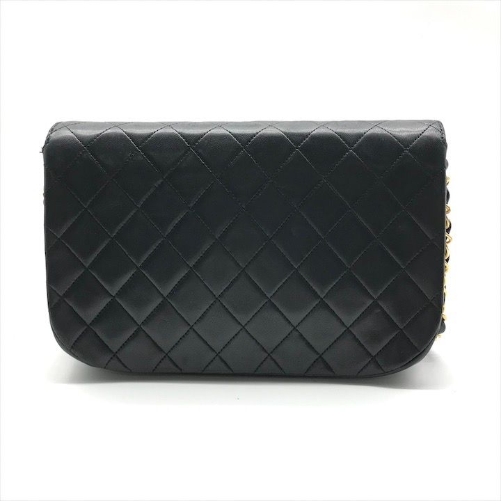 CHANEL シャネル ココマーク ラムスキン マトラッセ ターンロック Wフラップ チェーン ショルダー バッグ 鞄 ブラック a10409