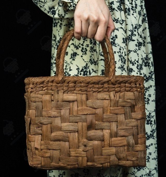 新入荷 高品質 職人手編み 嵐編み 網代編み 山葡萄籠バッグ