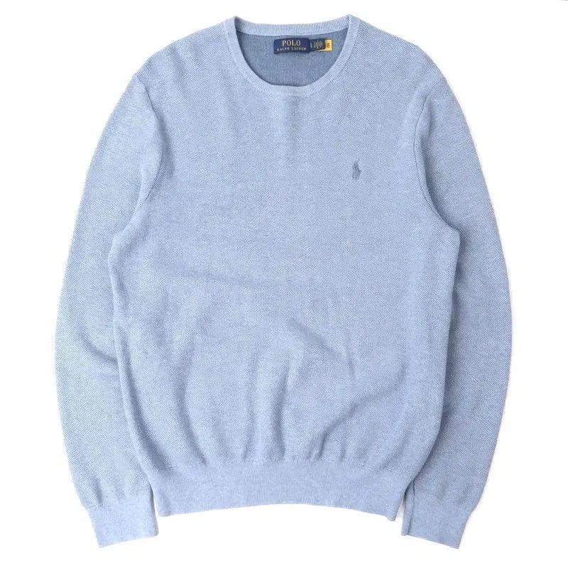 ポロ Ralph Lauren ラルフローレン ライト 青 コットン ラウンド ニット セーター