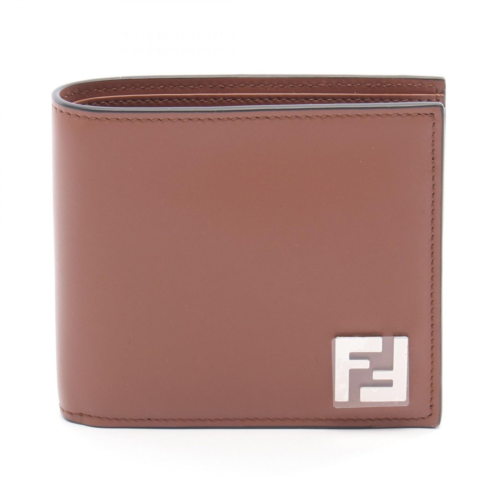 フェンディ FENDI 二つ折り財布 FFスクエア 7M0356 ブラウン レザー 二つ折財布 メンズ