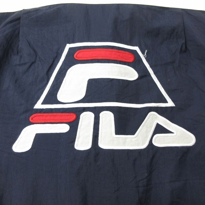 XL/古着 フィラ FILA 長袖 ナイロン ジャケット メンズ 90s ビッグロゴ 大きいサイズ 紺他 ネイビー 内側キルティング spe  23oct19 中古 ア