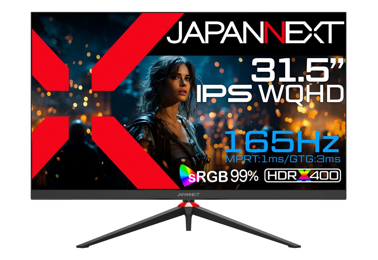 人気商品 2560x1440解像度 WQHD IPS 1ms パネル 165Hz ディスプレイ HDMI|DisplayPort|ブルーライトカット ゲーミングモニター | 31.5インチ 視野角178° JAPANNEXT JN-IPS3152WQHD