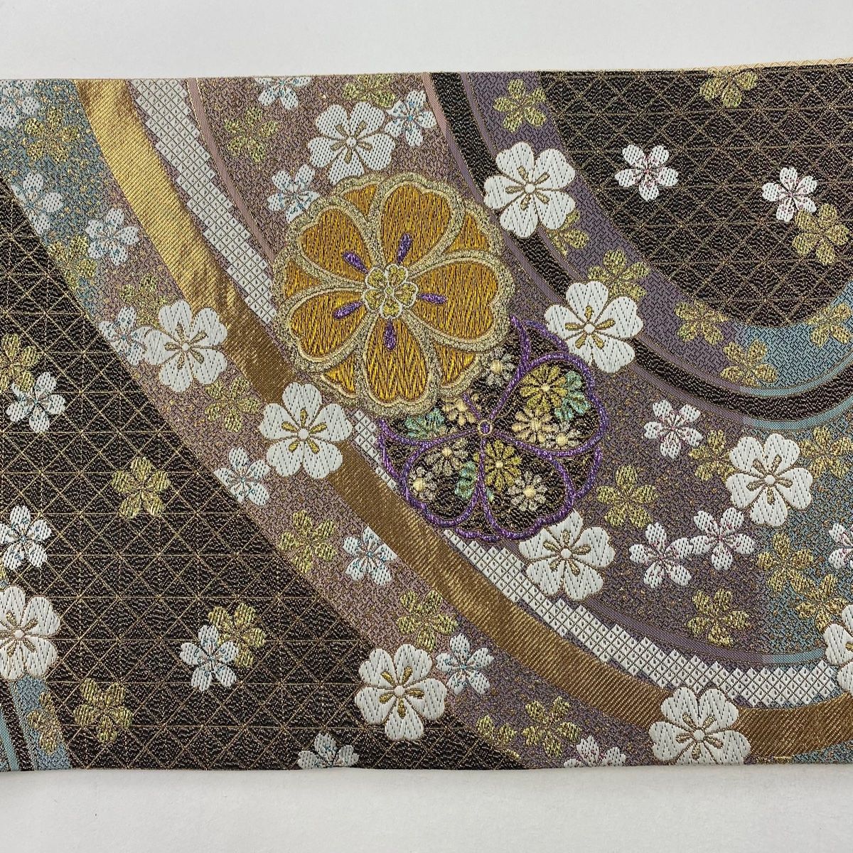 袋帯 美品 秀品 桜 流水 箔 唐織 黒 六通 正絹 【中古】 - メルカリ