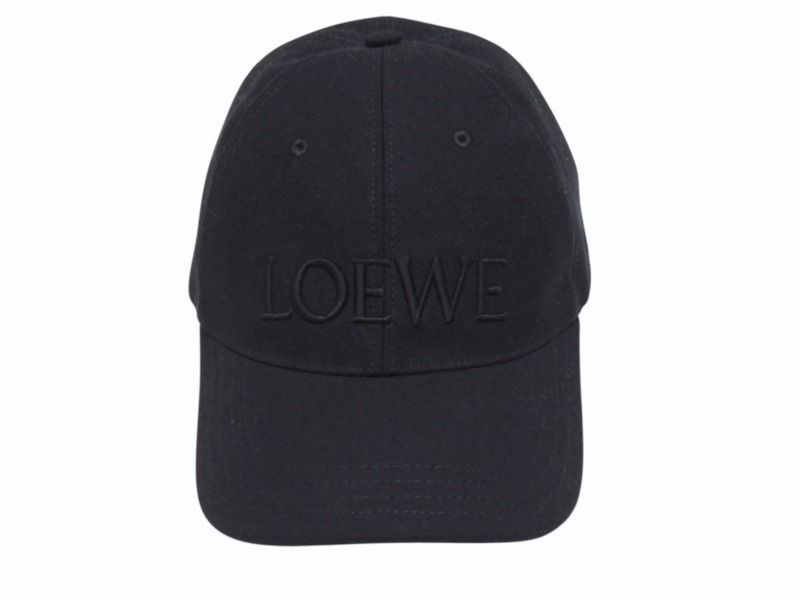 極美品 LOEWE ロエべ キャップ K820358X36 ブラック無地 刺繍 付属品(保存袋あり) キャンバス 中古 4b006266