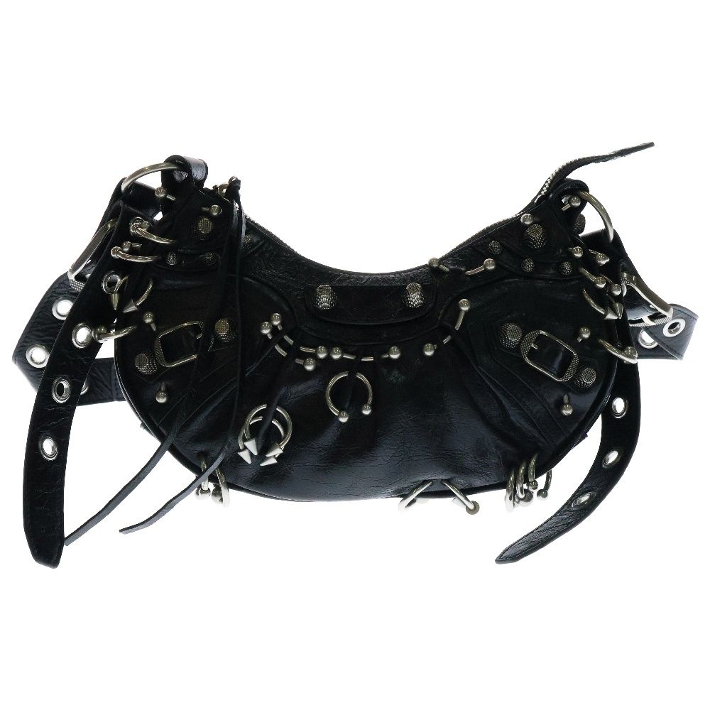 BALENCIAGA バレンシアガ LE CAGOLE XS ルカゴール ピアス装飾 レザーショルダーバッグ ブラック 671309