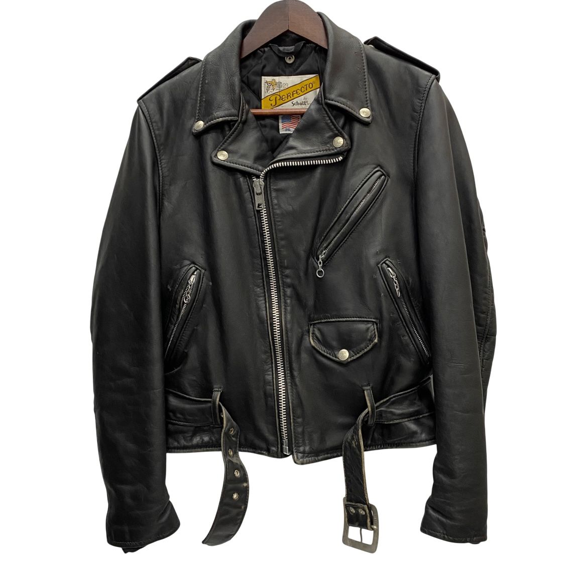 Schott 118 Leather Rider Jacket Black Size 42 Pre-Owned