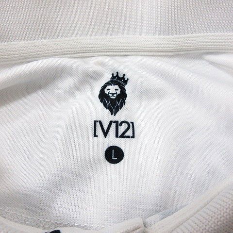 ヴィ・トゥエルヴ V12 ゴルフウェア ポロシャツ 総柄 半袖 L 白