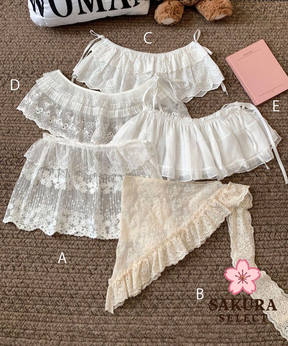 フェミニン★レース ラップ リボン カバーアップ シアースカート シアーラップスカート レースヒップカバー つけすそ シースルー