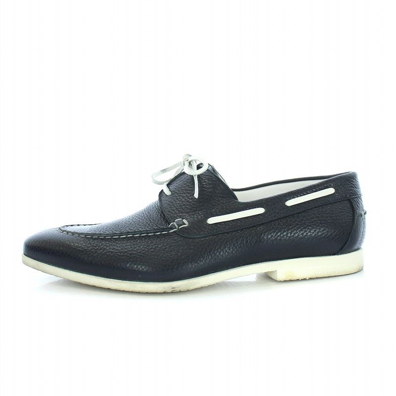 フェランテ FERRANTE デッキシューズ レザー 7.5 27-27.5cm 紺