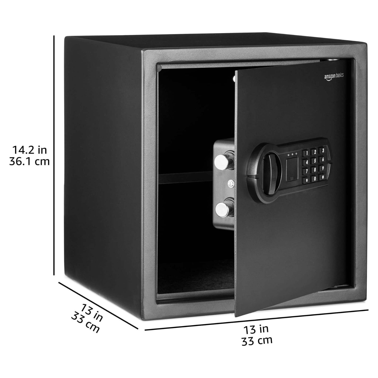 在庫 ベーシック 金庫 家庭用 業務用 電子式 テンキー式 34L 幅33 x 奥行33 x 高さ36 cm スチール ブラック MARWIL-DEMENAGEMENTS_CH