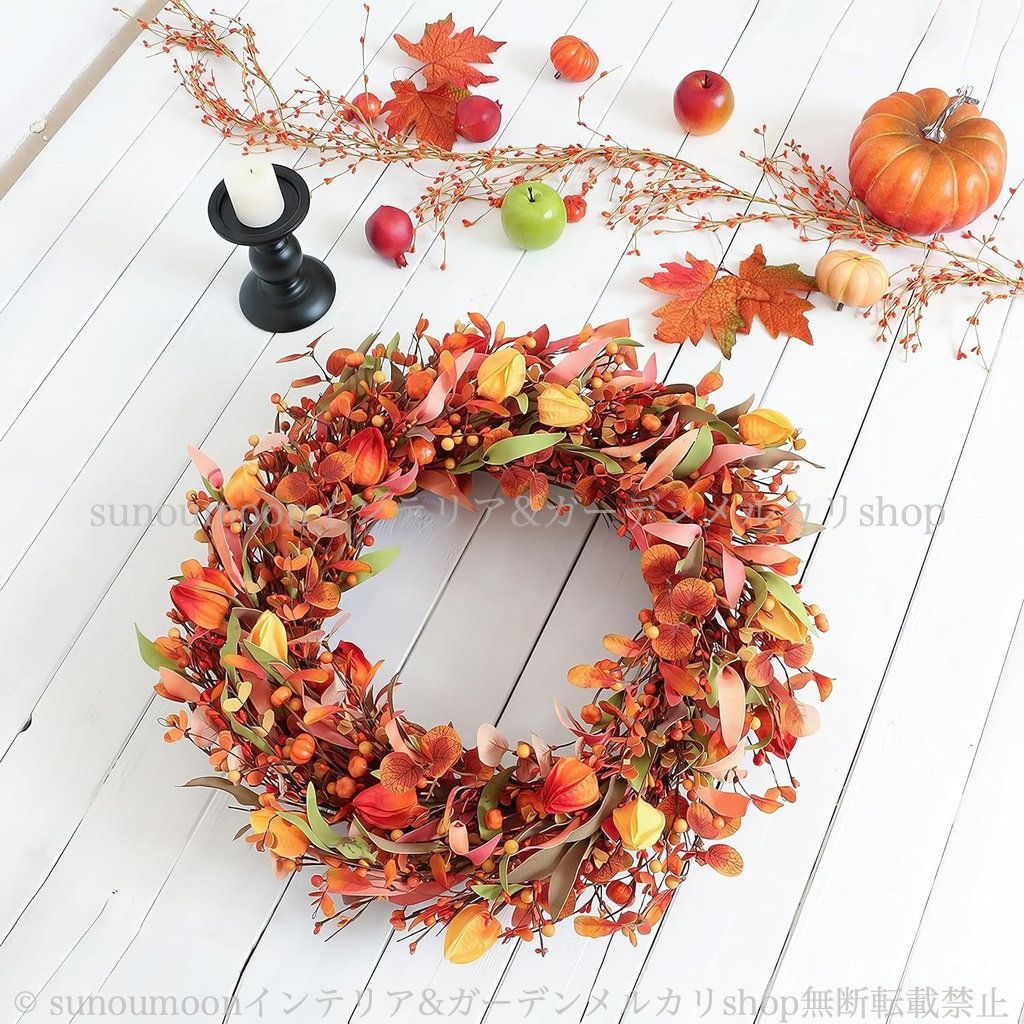 ガーデン おしゃれ ハロウィン お洒落 赤 秋 フェイク ガーデンオブジェ インテリア レッド 8-14 ガーデン雑貨 ガーデンオーナメント 雑貨 ガーデニング ガーデンインテリア 壁掛け リース 造花 庭の装飾