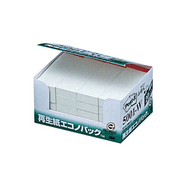 まとめ 3M ポスト イット エコノパックふせん 再生紙 75×25mm ホワイト 赤帯入 5001-W 1パック 20冊 ×5セット