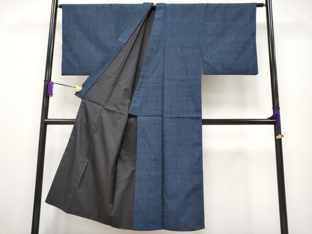 平和屋本店□極上 男性 本場結城紬 重要無形文化財 奥順謹製 色無地