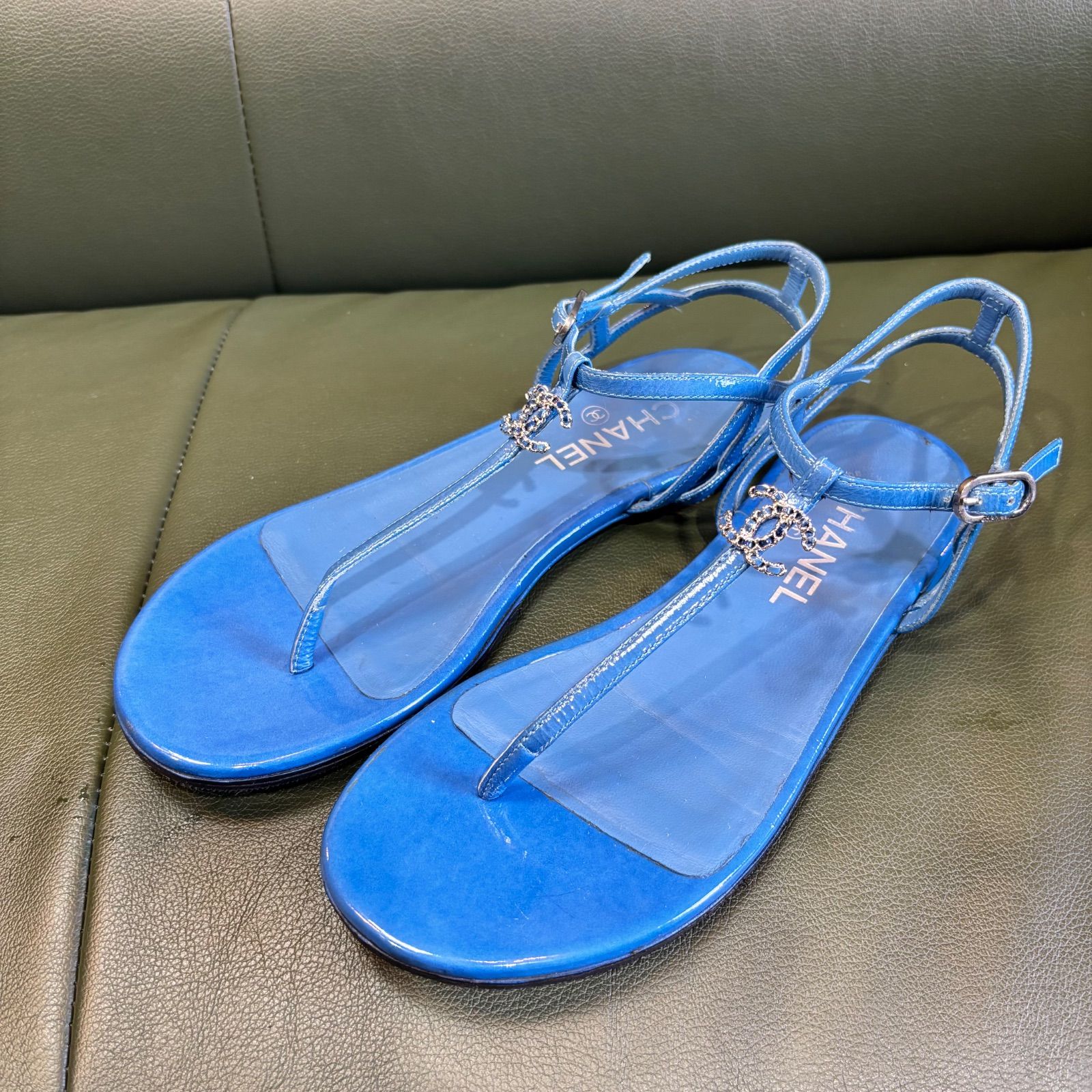 CHANEL シャネル サンダル フラットシューズ ブルー 青 サイズ EU 37 レディース ブランド品