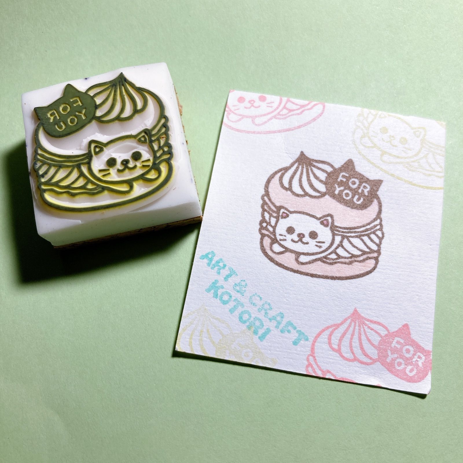 消しゴムはんこNo.345 ちびうさとマカロン 消しゴムはんこNo.345 ちびうさとマカロン