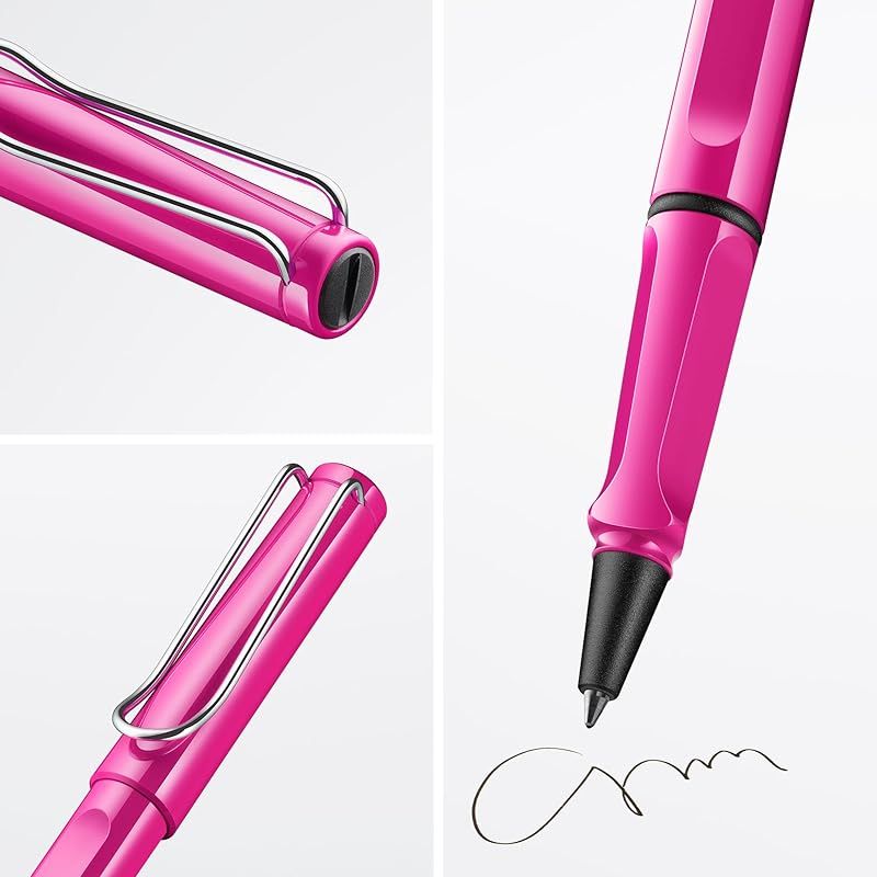 LAMY（ラミー）safari ピンク ローラーボールペン - 人間工学に基づいたグリップ 線幅 M - 長時間の筆記も快適に - 丈夫なASAプラスチック製 - ローラーボール リフィル 黒 LAMY M 63 付き 1