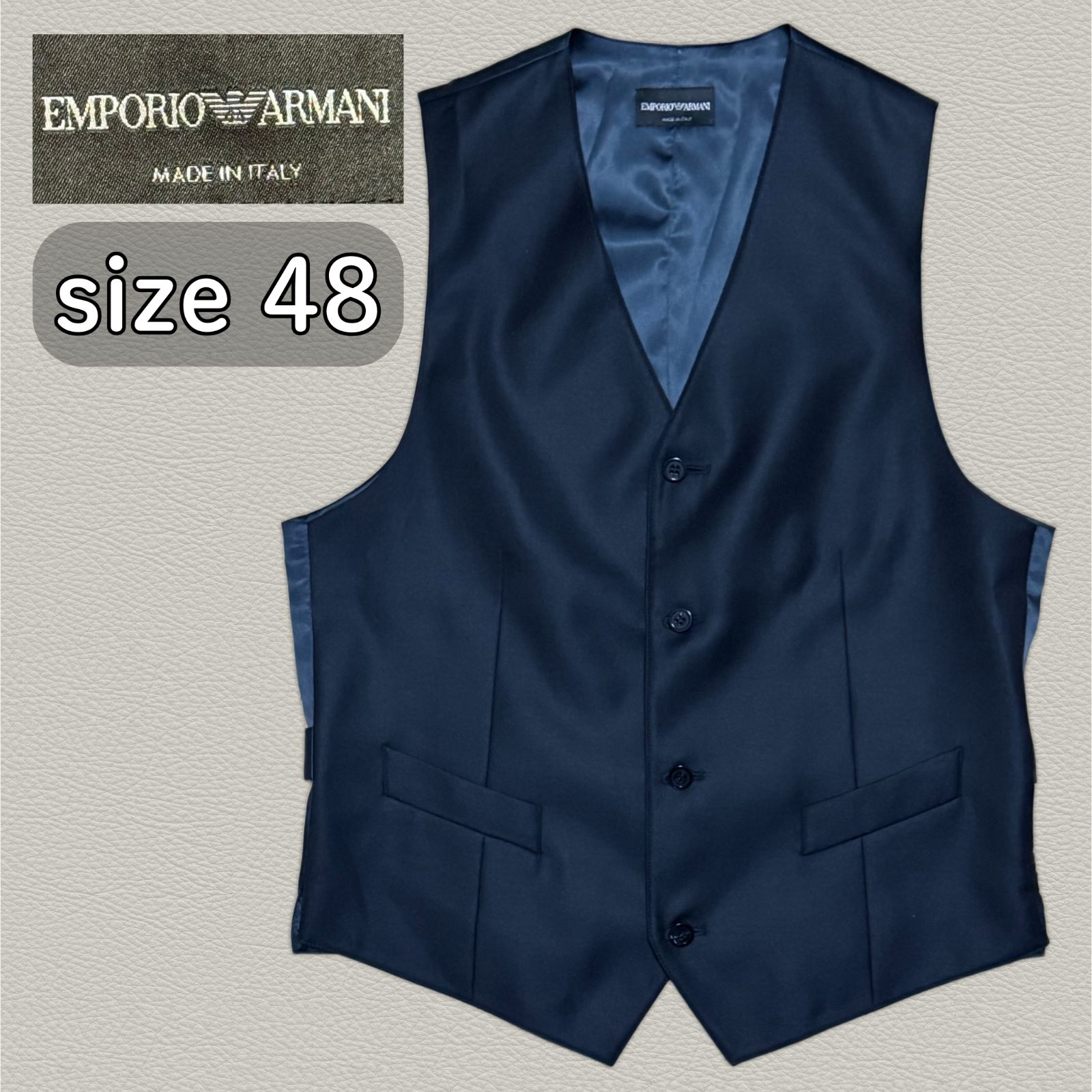 【極美品】エンポリオアルマーニ　ジレ　ベスト　レッド　サイズ50 イタリア製 美品】EMPORIO ARMANI ジレ イタリア製 シルク混 エンポリオ