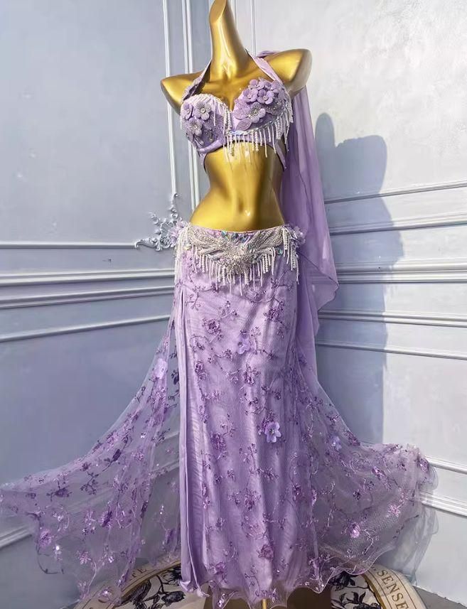 ベリーダンス オリエンタル衣装 レース レッド ブラスカート オーダー