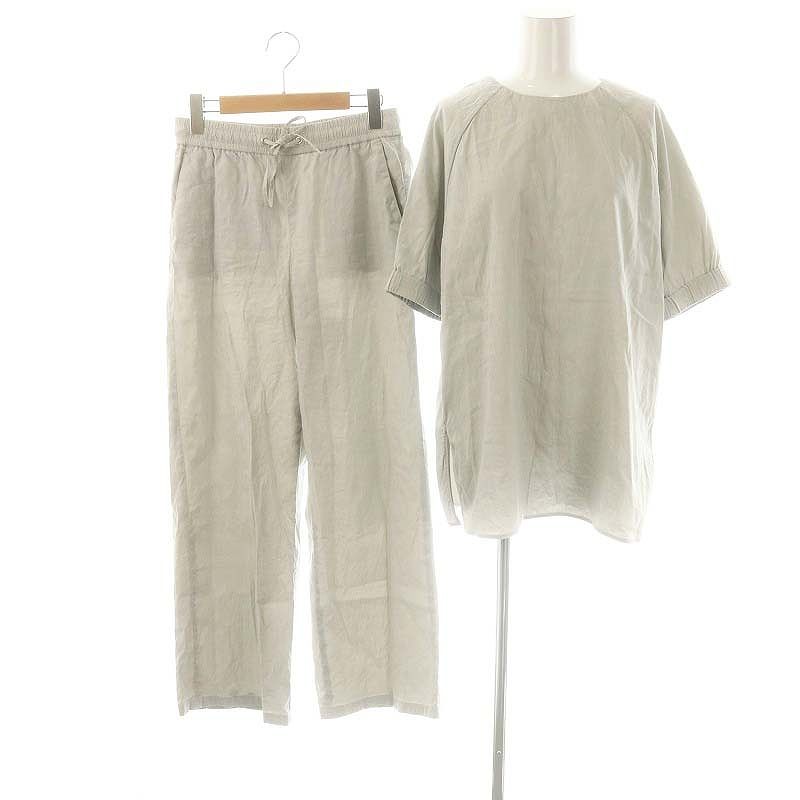 セオリーリュクス theory luxe 23SS CRISP LINEN BERENICE MIAN セットアップ ブラウス チュニック ストレートパンツ リネン 038 ライトグレー |MI OS