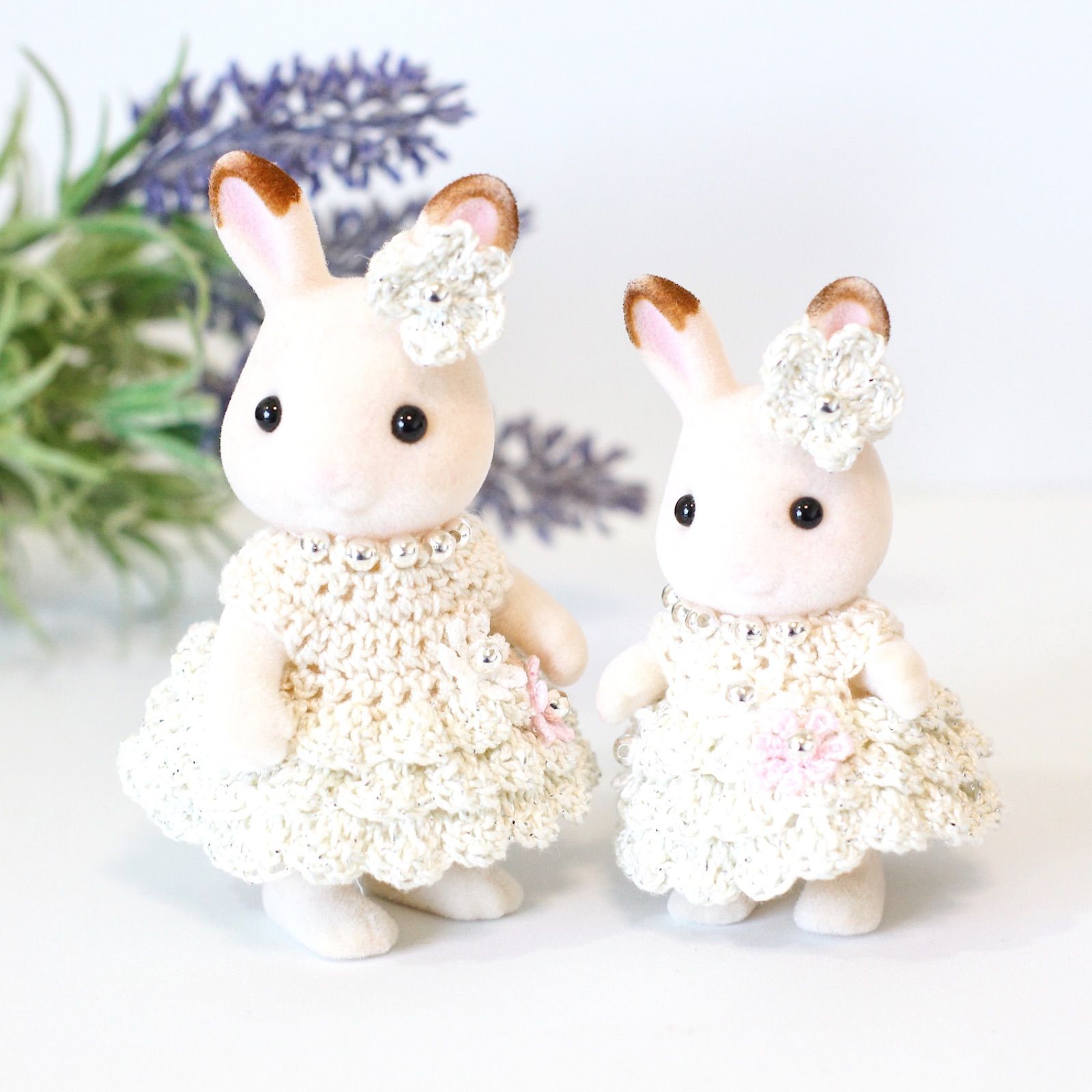シルバニア ハンドメイド 服 ドレス ♡ウェディング♡ 親子ペアドレス