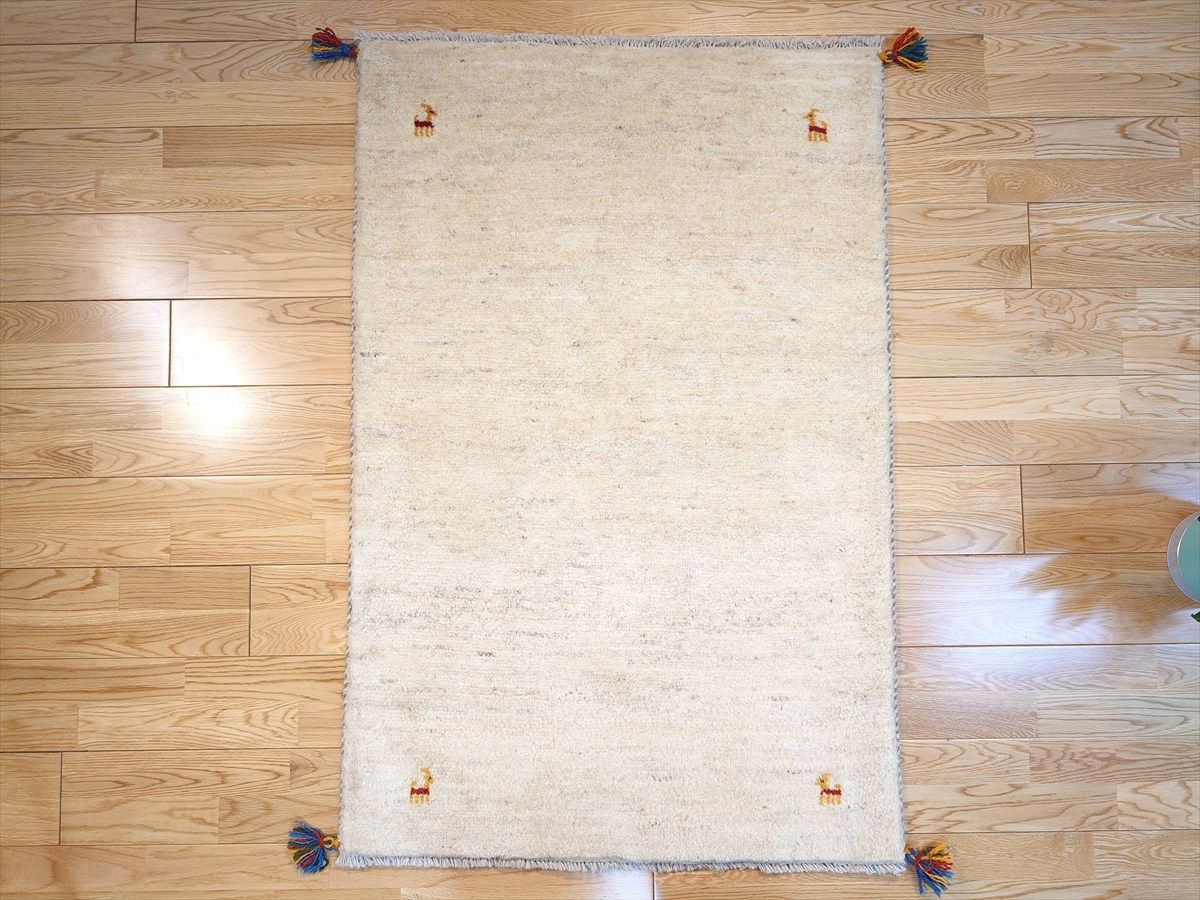 ペルシャ ギャッベ 玄関マット大 ラグ 120x83㎝ アイボリー シンプル RJ12279 MARWIL-DEMENAGEMENTS_CH