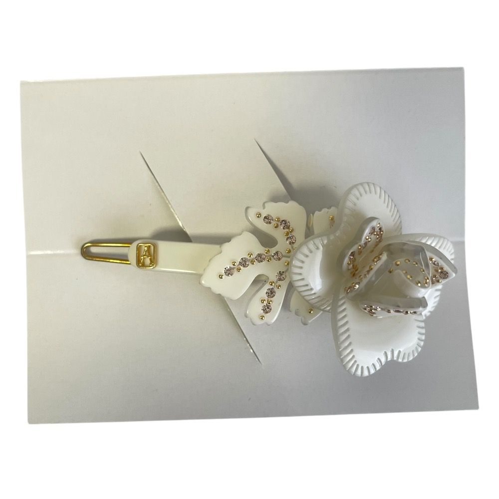 ALEXANDRE DE PARIS ピンクの花デザイン ヘアクリップ