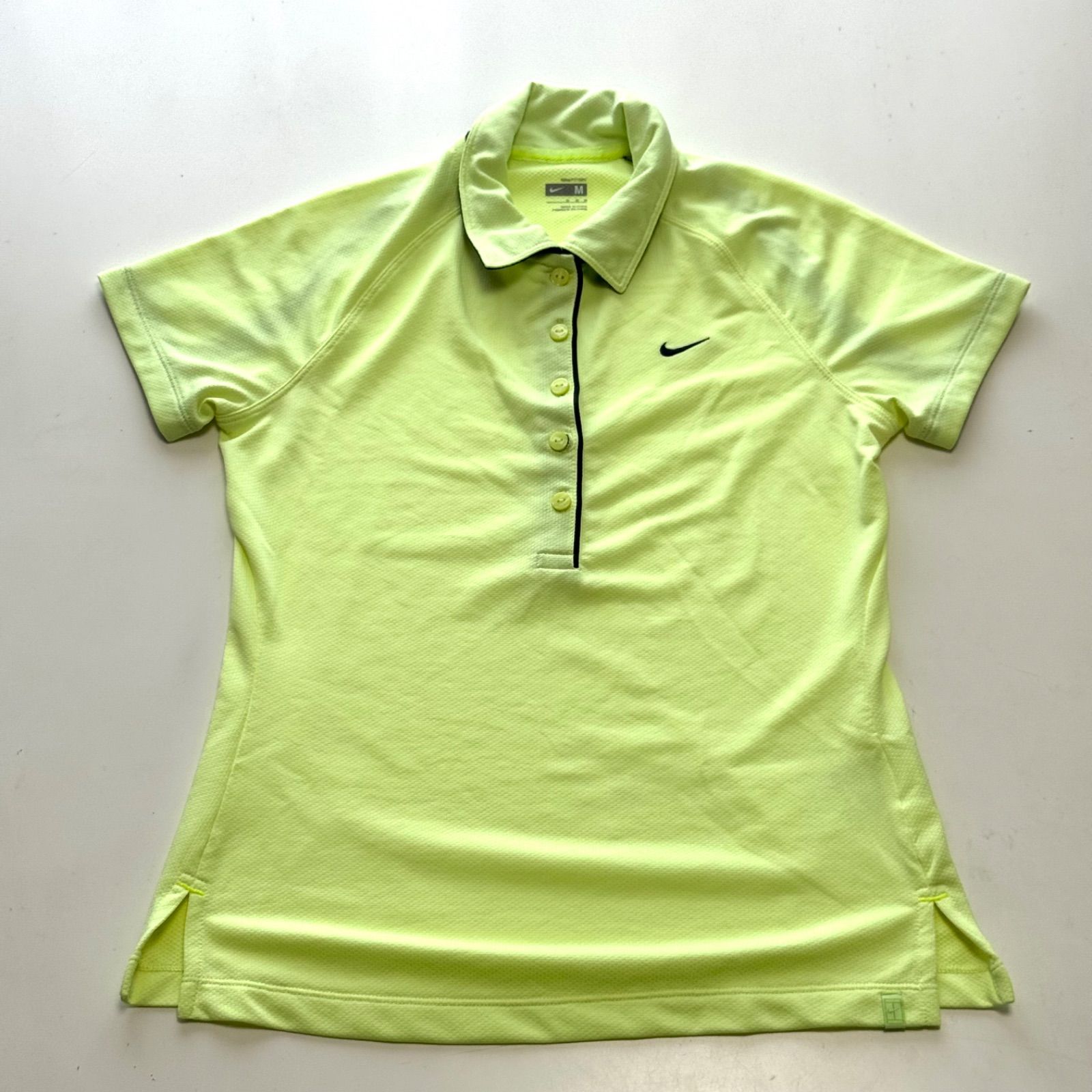 通気性◎NIKE FITDRY ポロシャツ M 蛍光イエロー テニスウェア