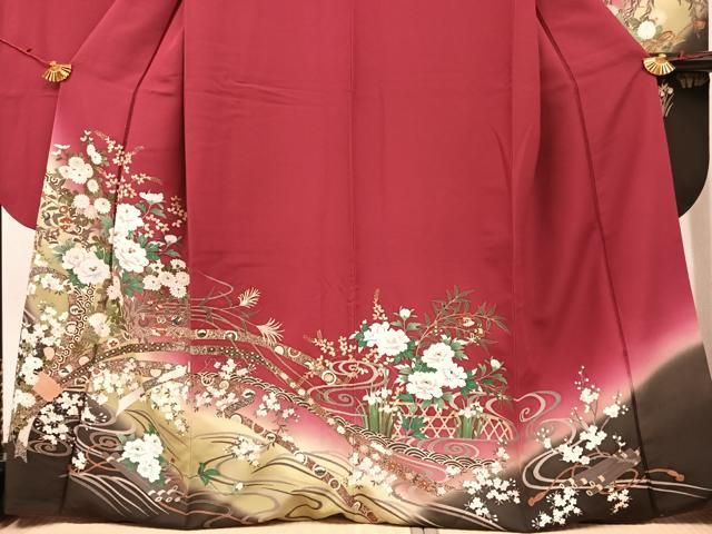 平和屋着物□豪華振袖 草花文 暈し染め 金銀彩 正絹 逸品