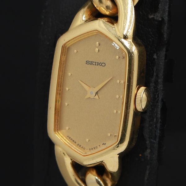珍品　SEIKO セイコー ゴールドカラー QZ 2E20-5360　稼働品 SEIKO】セイコー レディース腕時計 ゴールドカラー クォーツ