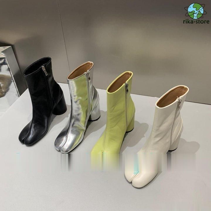 スプリットトゥ ブーツ レディースブーツ ショートブーツ ミドルブーツ 足袋ブーツ ヒール 7cmヒール 太ヒール 美脚 脚長 かわいい 大人 シンプル