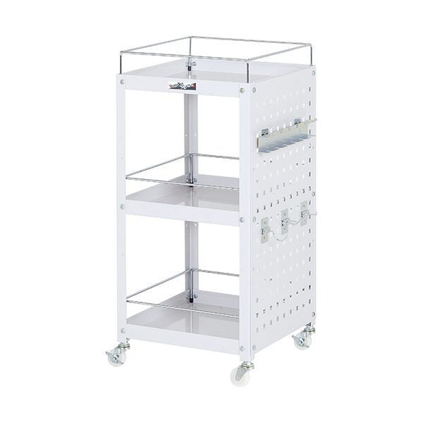 山金工業  コンビニワゴン ナイロンキャスター パンチングパネル・コボレ止め付き3段 400×400×870mm WCLPFN-3-P1台 組立式