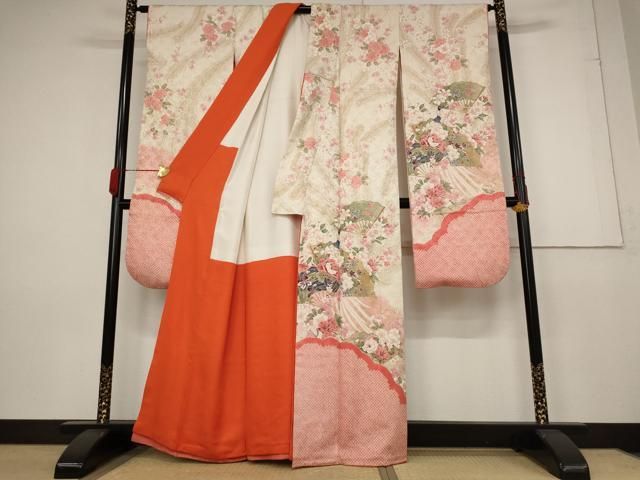 平和屋着物□豪華振袖 扇面草花文 雉 正絹 逸品 AAAZ6914st