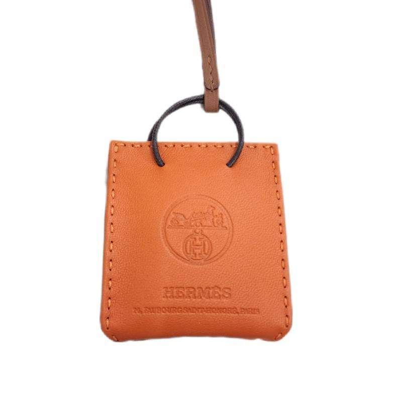 HERMES エルメス サック オランジュ オレンジ 本革 レザー バッグチャーム レディース 22510K455