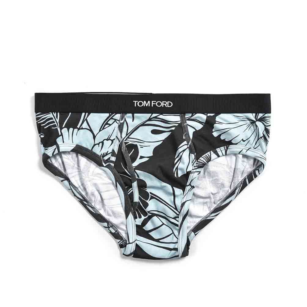 TOM FORD ブリーフ 前開き アンダーウェア コットン 花柄 ライトブルー 370844