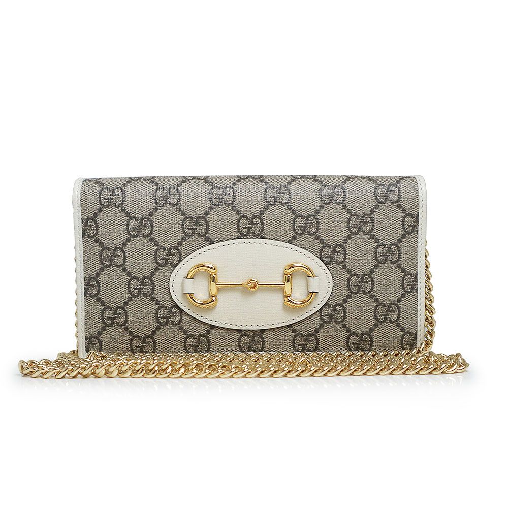 GUCCI グッチ GG スプリーム ホースビット 二つ折り財布 ホワイト