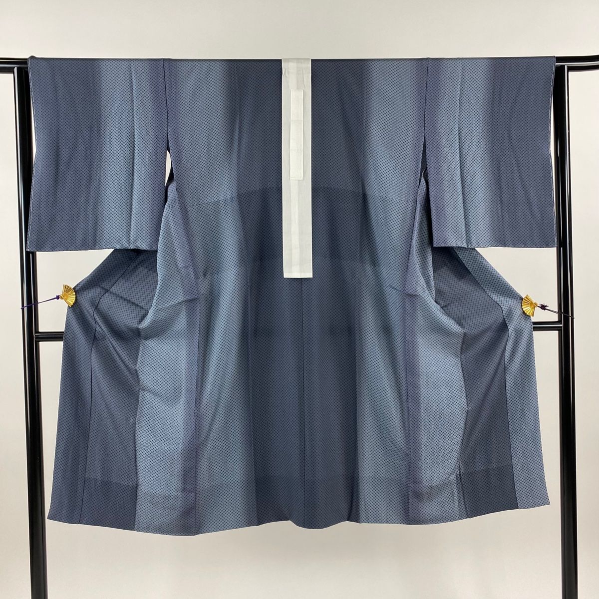 長襦袢 身丈125.5cm 裄丈62.5cm S 疋田柄 ぼかし 青灰色 正絹 名品