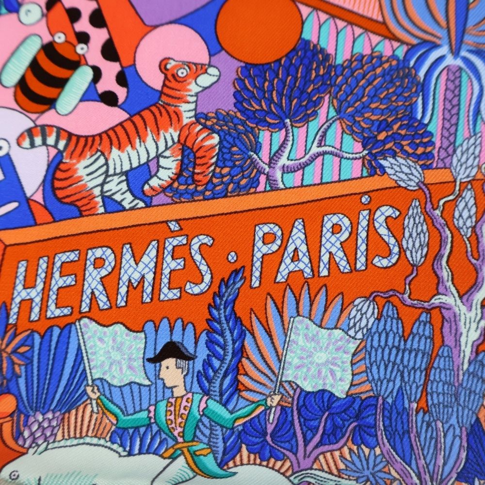 HERMES (エルメス) カレ90 Rare Animapolis Green Lavender