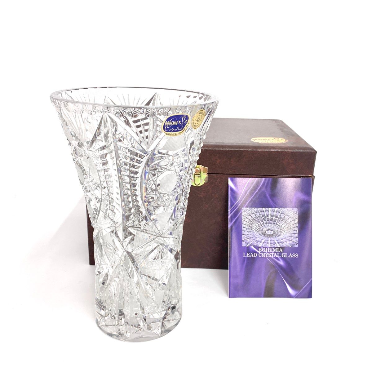 ボヘミアフラワーベース BOHEMIA ボヘミア フラワーベース 高さ24㎝ ケース付 クリア