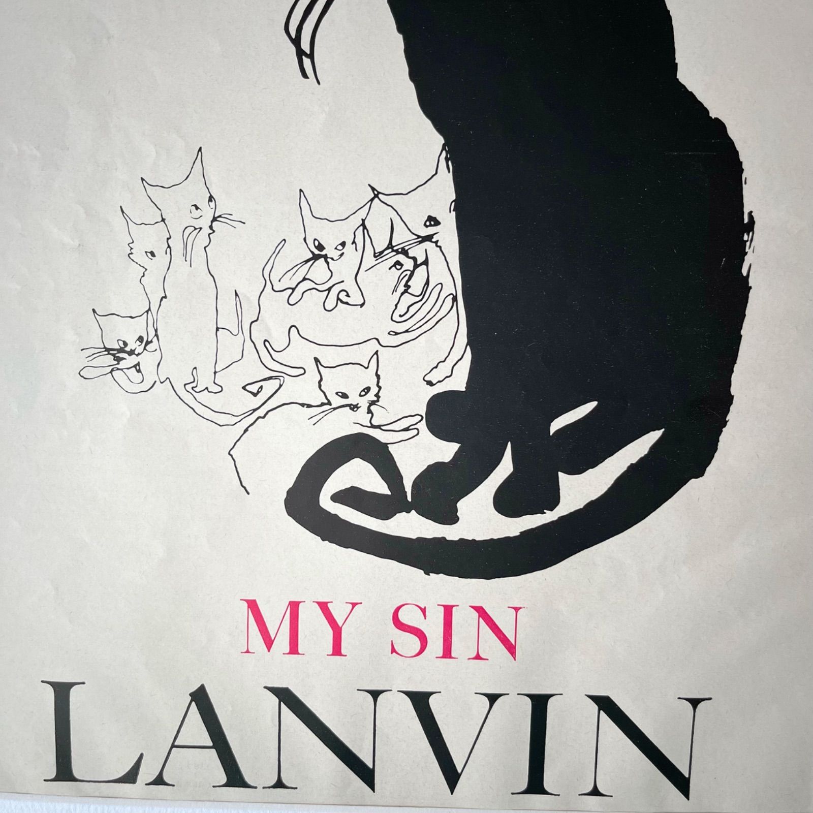 1960 広告＞LANVIN ランバン 黒猫 ポスター ヴィンテージ ビンテージ
