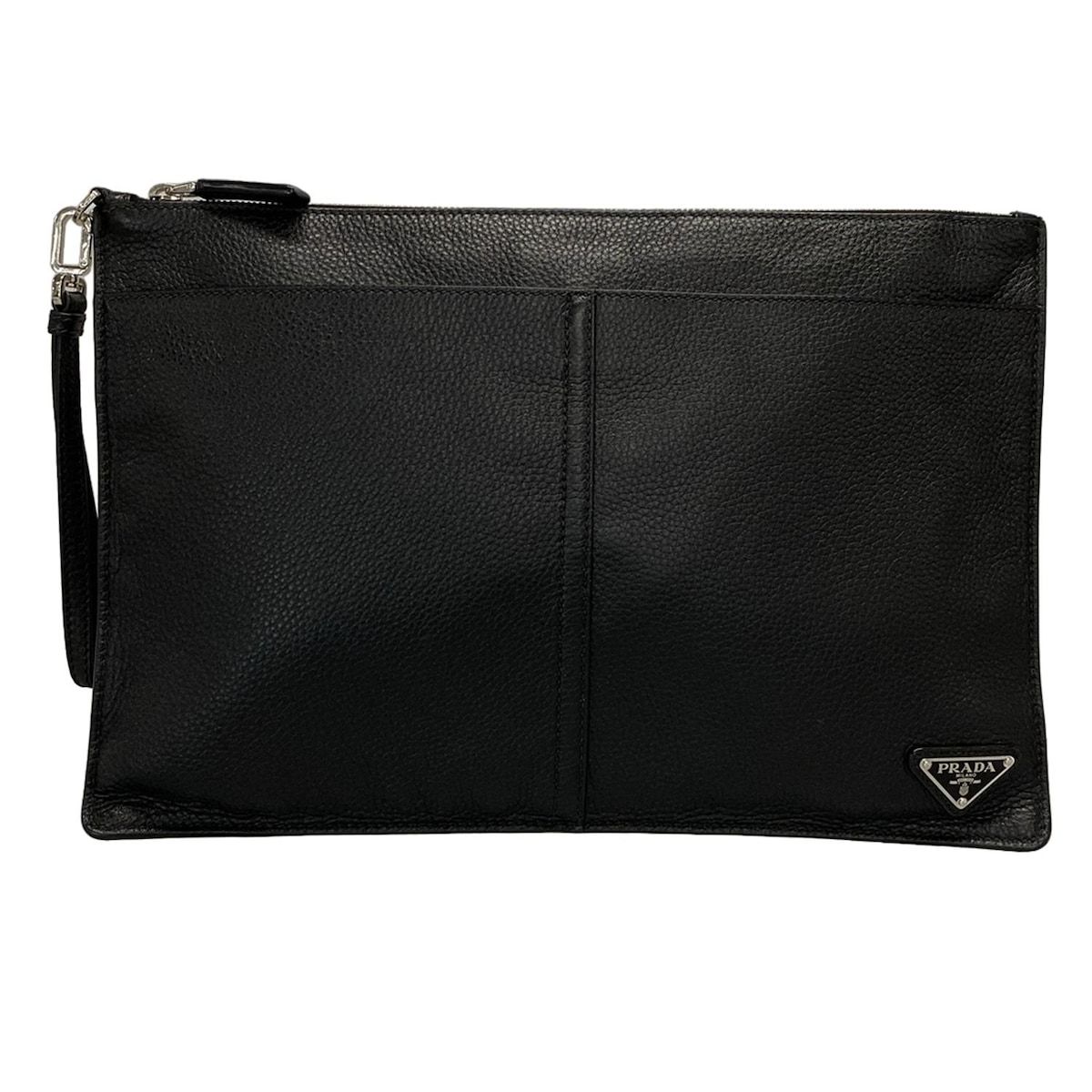 PRADA(プラダ) クラッチバッグ - 黒 レザー - メルカリ