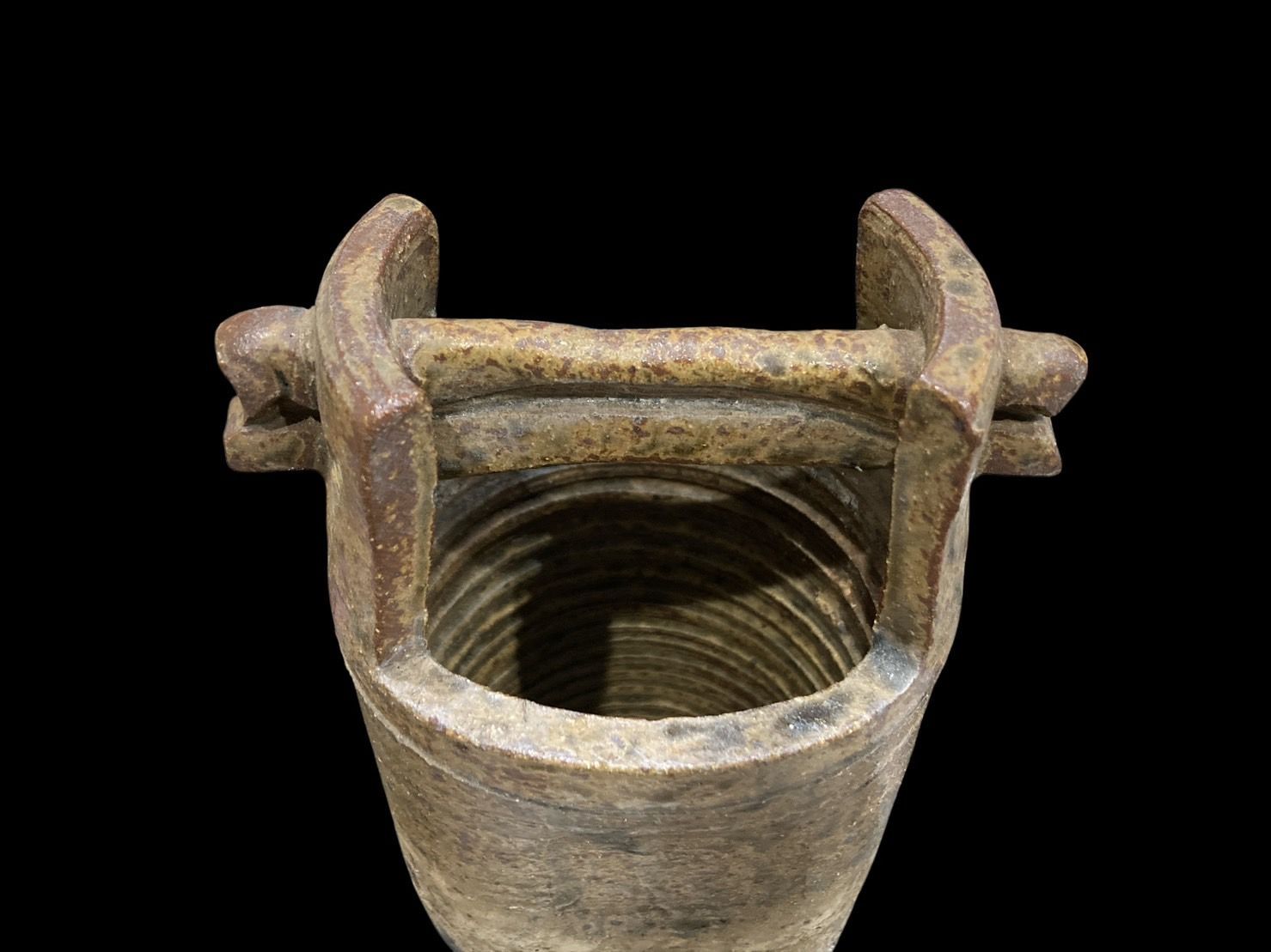 備前焼　手桶花入　花器　美品　古美術　骨董品 備前焼 手桶花入 在銘 落款 花入 花瓶 花器 インテリア 茶道具