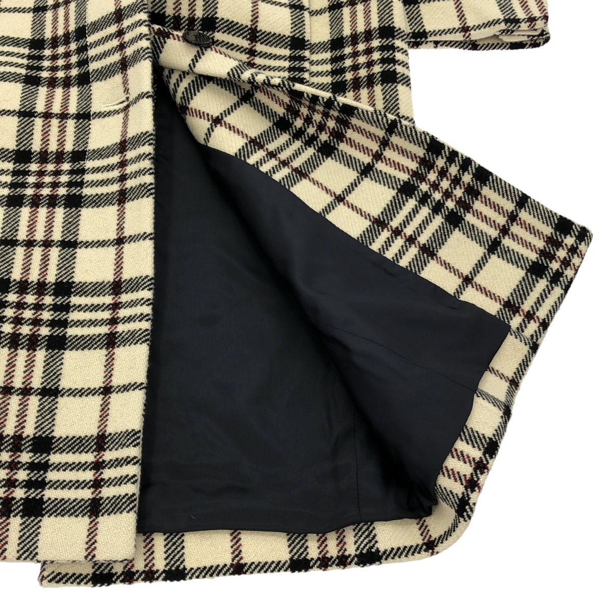 CARVEN カルヴェン ウールチェックチェスターコート アイボリー 36 