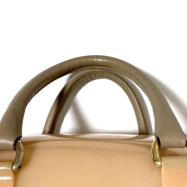 フルラ ハンドバッグ ビニール パイソン風レザー ピンク  FURLA