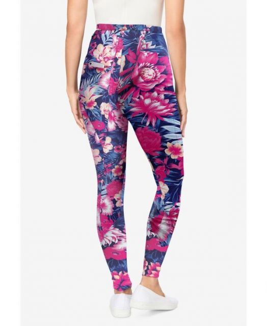 ウーマン ウィズイン レディース レギンス ボトムス Plus Size Tall Stretch Cotton Printed Pocket Legging Navy multi tropical