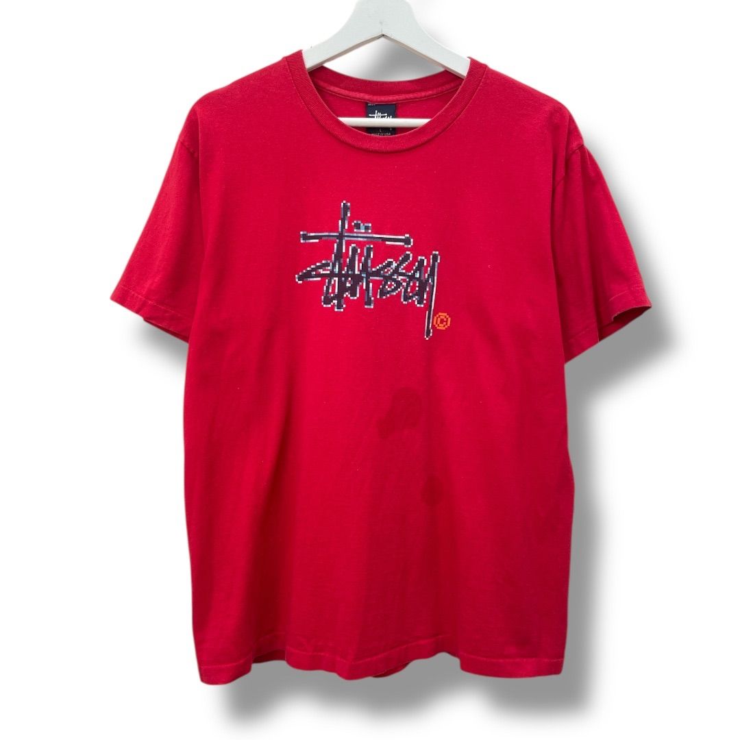 Stussy ロゴプリント Tシャツ STUSSY ステューシー ロゴプリントTシャツ L レッド 90s 紺タグ USA製