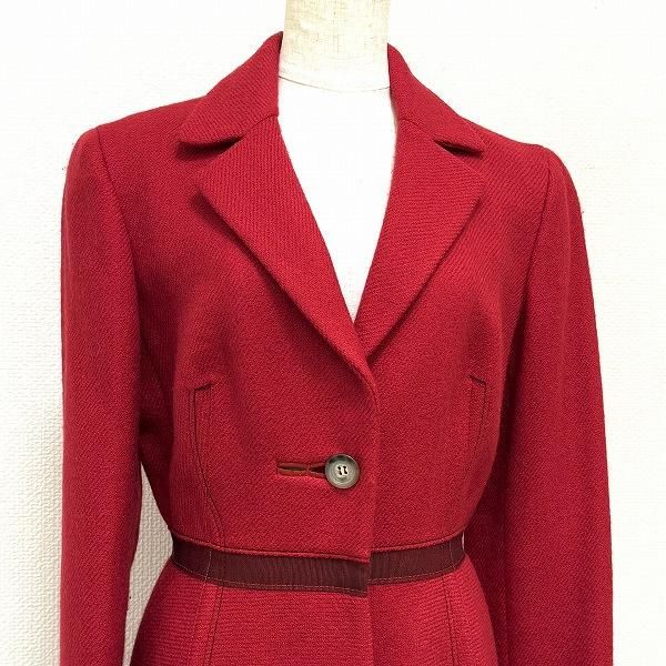 wnc プラダ PRADA コート 40 赤系 ロング イタリア製 レディース