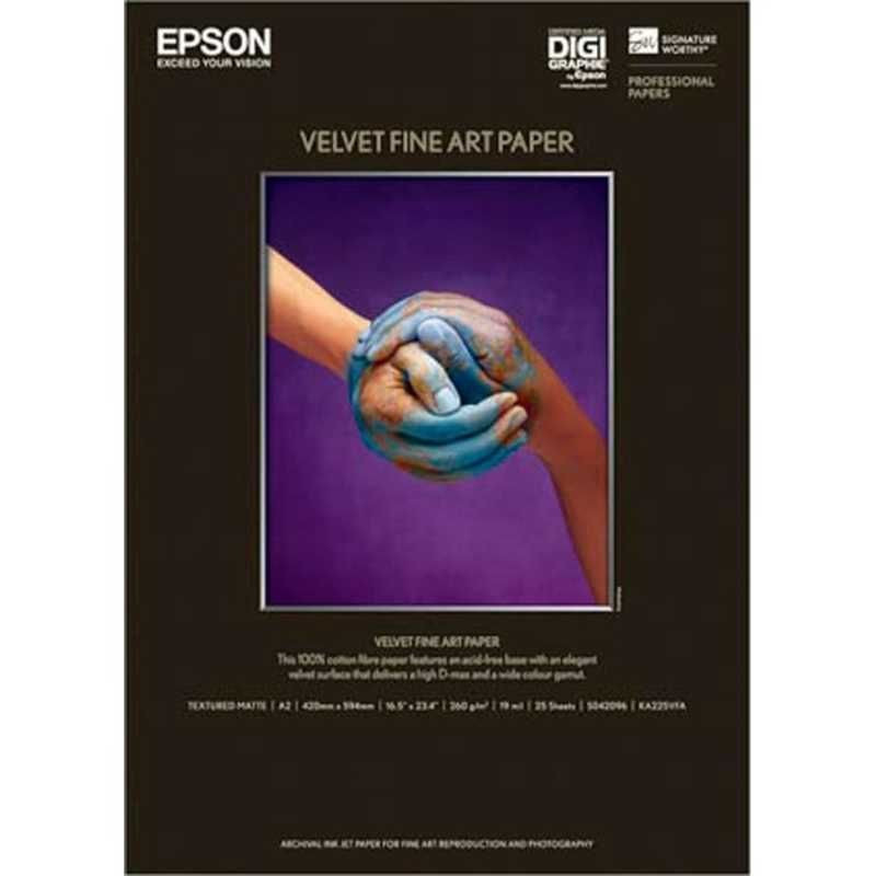 送料無料 ♥ 未開梱 エプソン EPSON Ｖｅｌｖｅｔ Ｆｉｎｅ Ａｒｔ Ｐａｐｅｒ Ａ２ ２５枚 KA225VFA