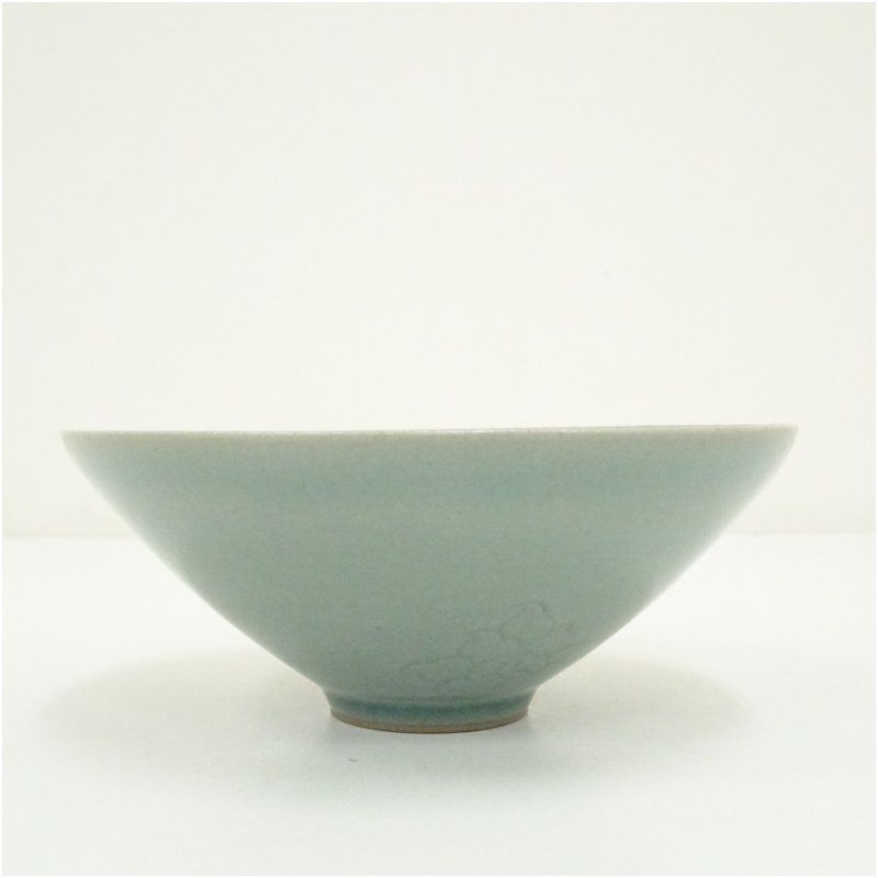 沙音窯 松月 金鐘浩造 高麗青磁茶碗（共箱） 茶道 抹茶 おしゃれ 抹茶