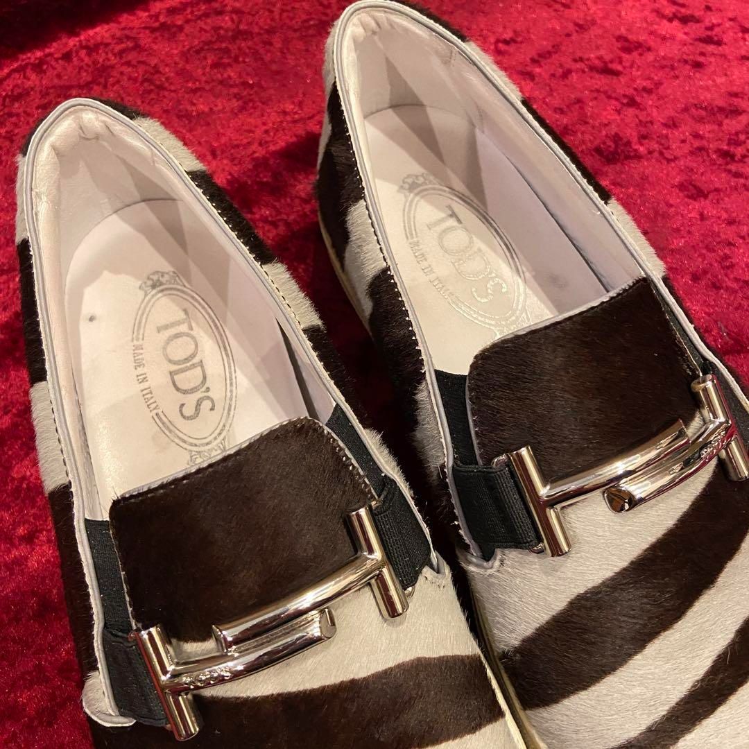 新品 TOD'S トッズ ゼブラ ハラコ レザー ローファー シューズ 革靴 TOD'S TODS トッズ ローファー XXW80C0DI80OMR レディース