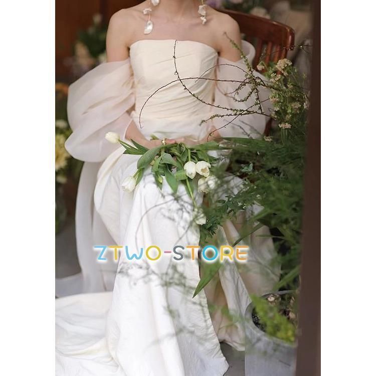 ウェディングドレス オフショルダー ウェディングドレス 大きいサイズ 3L 4L 小さいサイズ ウェディングドレス 二次会 袖あり シンプル 上WP 926 FFCRYSTALESIA_COM